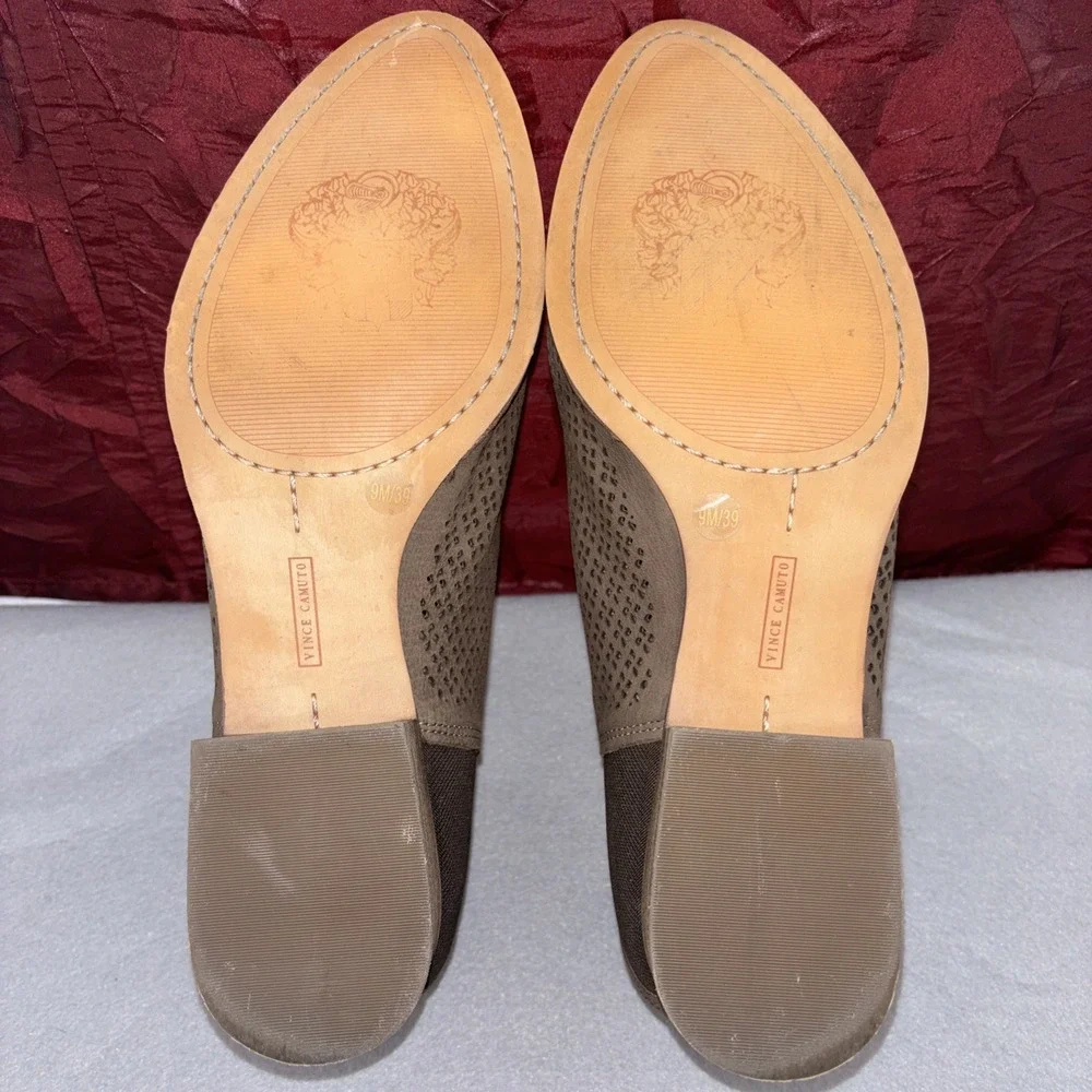 Vince Camuto Celena Brown Leather Ankle Booties Laser Cut Women's 9M EUC